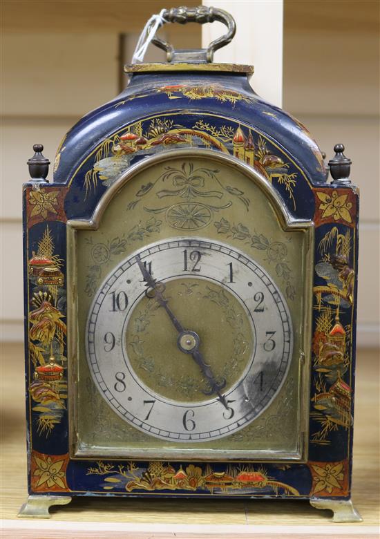 A Chinoiserie japanned mantel timepiece